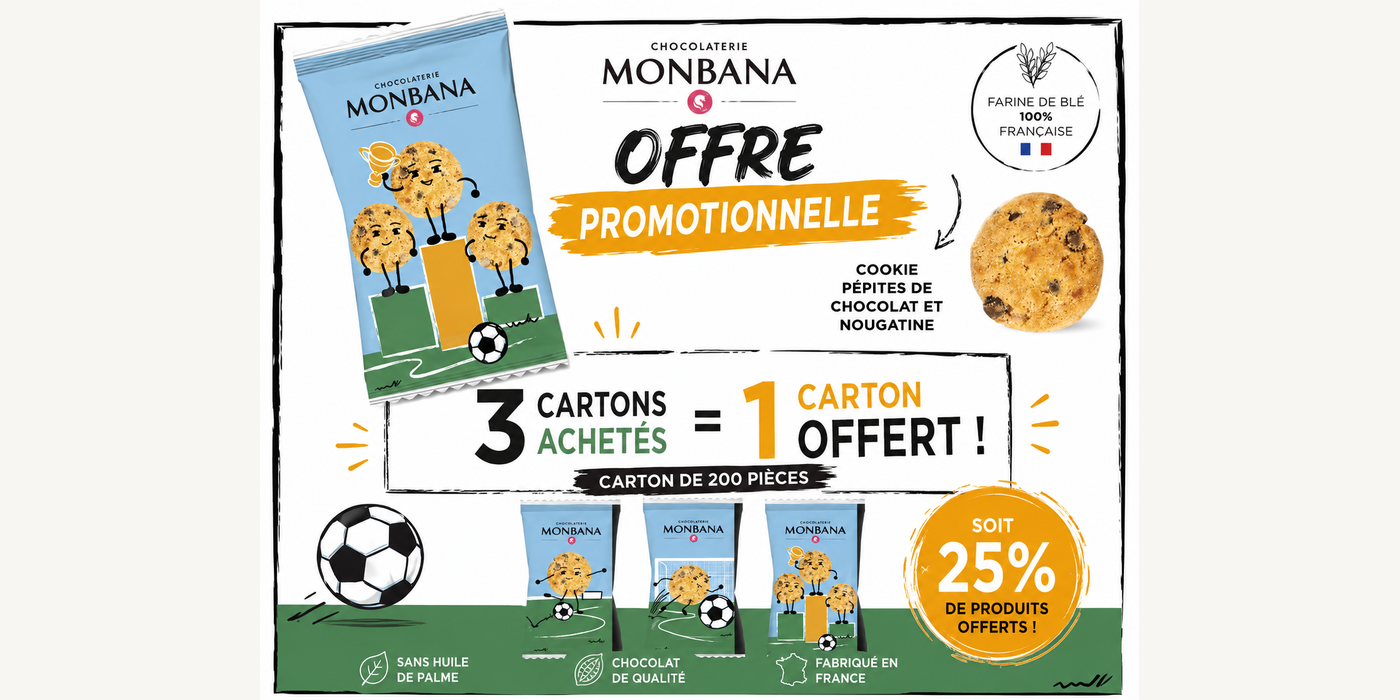 Cookie Monbana pépites chocolat et nougatine